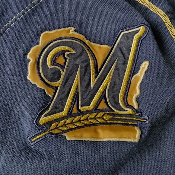 VTG Milwaukee Brewers L Ryan Braun Nike Jersey MLB Baseball Navy STITCHED - Picture 3 of 5